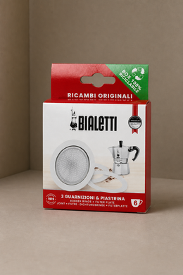Bialetti - Uszczelka (3 szt.) + sitko do kawiarek aluminiowych Bialetti 6tz