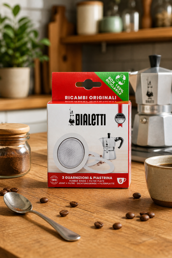 Bialetti - Uszczelka (3 szt.) + sitko do kawiarek aluminiowych Bialetti 6tz